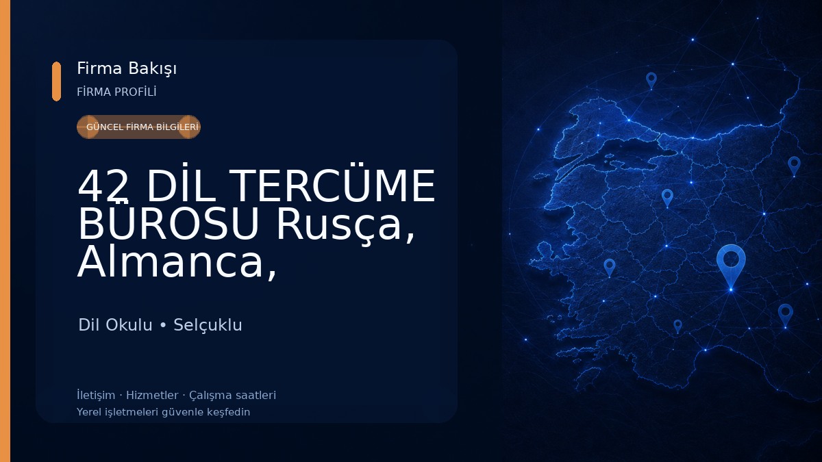 42 DİL TERCÜME BÜROSU Rusça, Almanca, İngilizce, Arapça, İspanyolca, Lehçe, Danca, İsveççe, Fransızca Yeminli Tercüman 